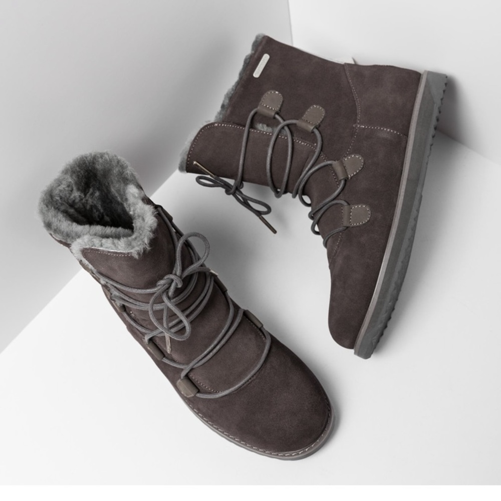 WOMEN SEMU 🐏 SHEEPSKIN KAMONA BOOT SIZE 39 CHARCOAL GRAY BRAND NEW ✨